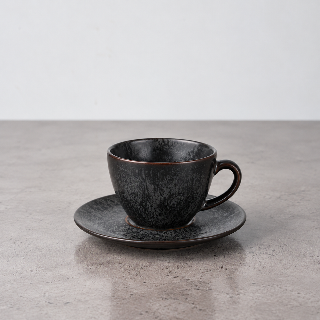 Midnight Speckled Coffee Cup & Saucer