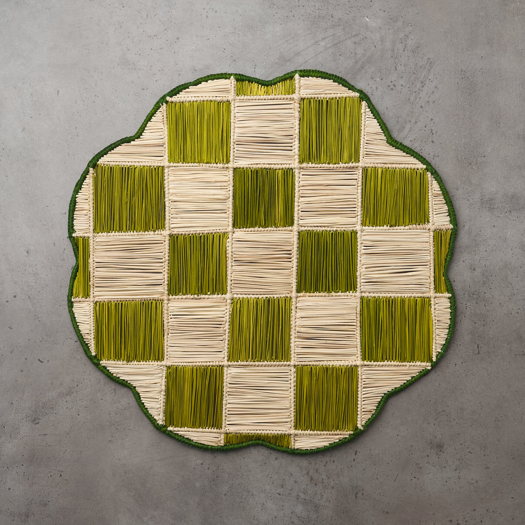 Olive Check Charger Mat
