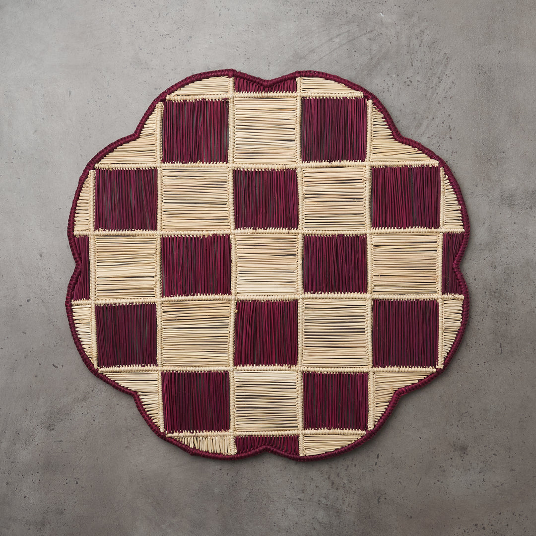 Burgundy Check Charger Mat
