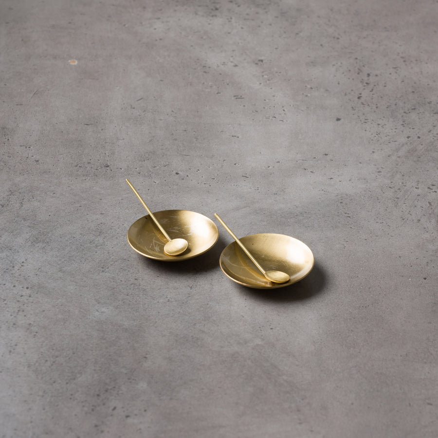 Brass personal salt cellars available for rent for weddings and corporate events. 