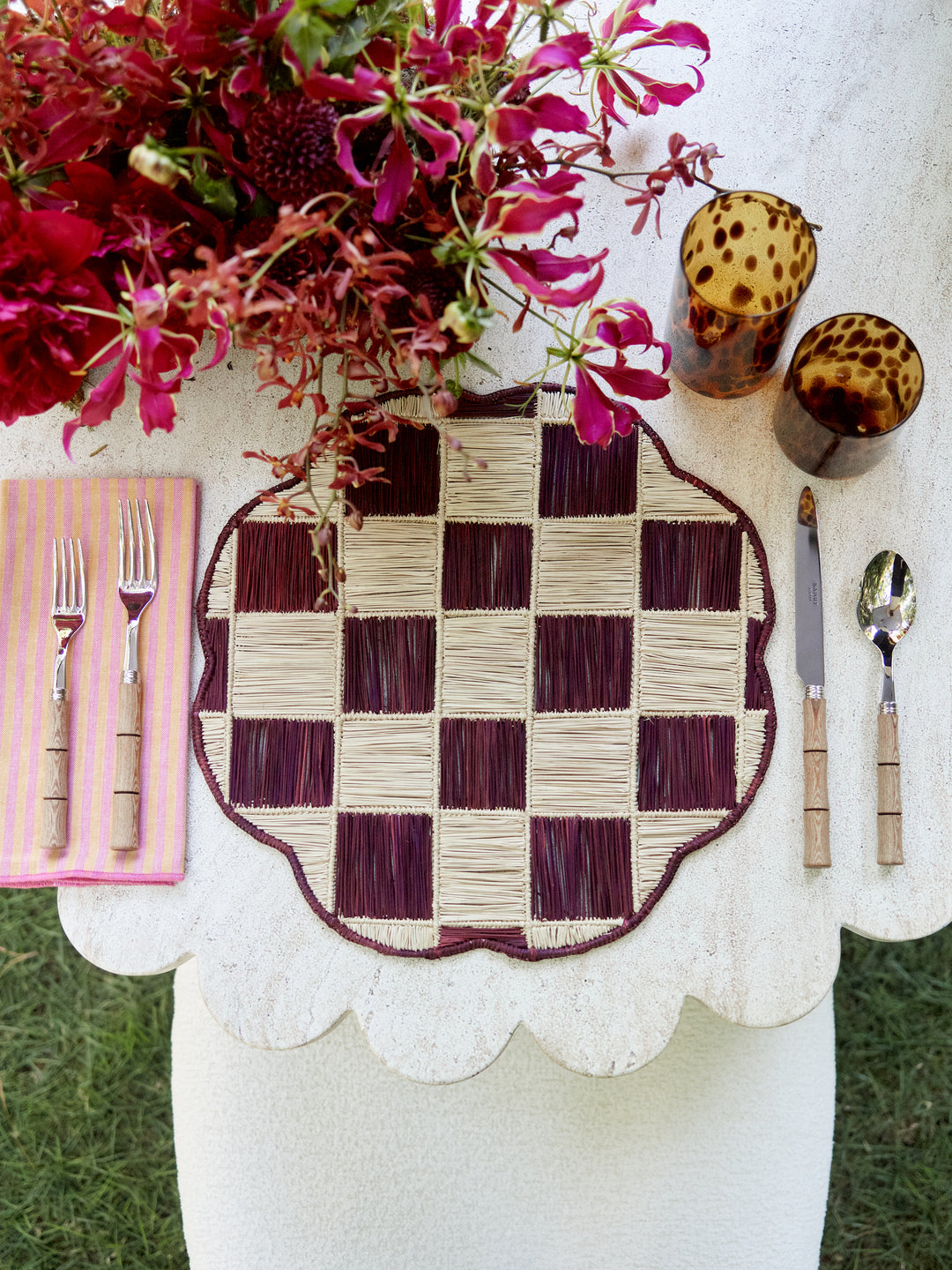 Burgundy Check Charger Mat